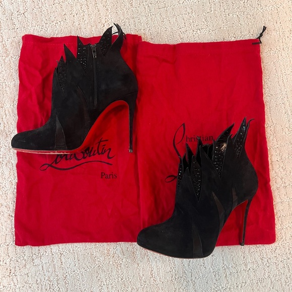 Christian Louboutin Booty FOLLETTERIA FLAME 100MM sz 36.5 in Black - Picture 6 of 6